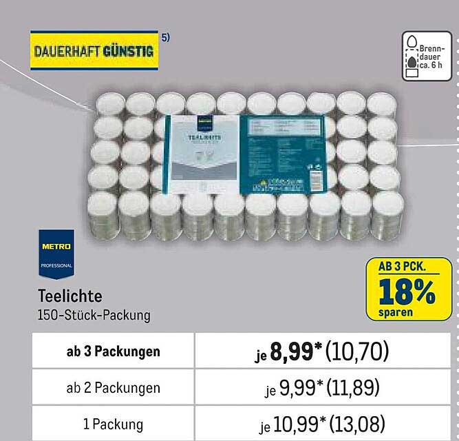 Teelichte 150-Stück-Packung