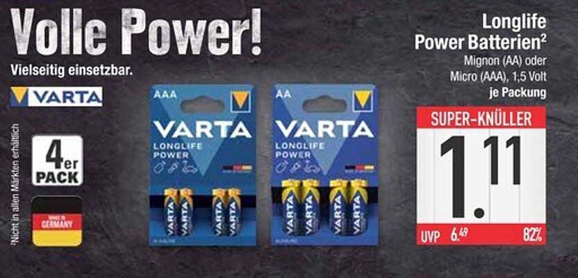 VARTA Longlife Power Batterien