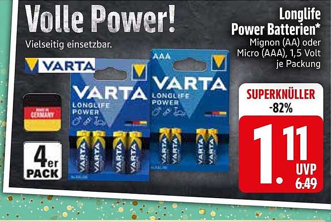 VARTA LONGLIFE POWER BATTERIEN*