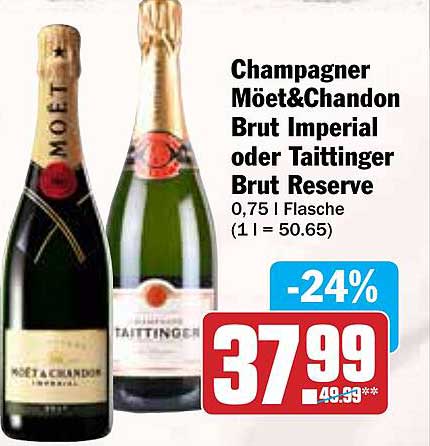 Champagner Möet&Chandon Brut Imperial oder Taittinger Brut Reserve