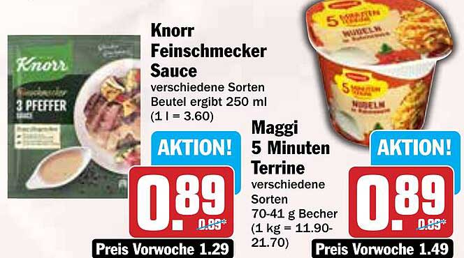 Knorr Feinschmecker Sauce  
Maggi 5 Minuten Terrine