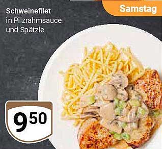 Schweinefilet in Pilzrahmsauce und Spätzle