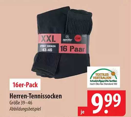 16er-Pack Herren-Tennissocken