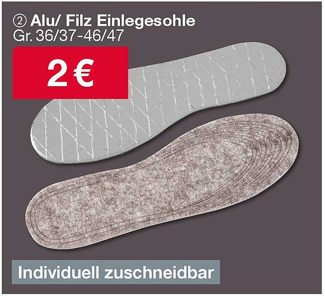 Alu/ Filz Einlegesohle