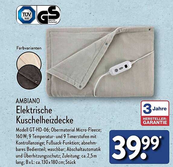 AMBIANO Elektrische Kuschelheizdecke