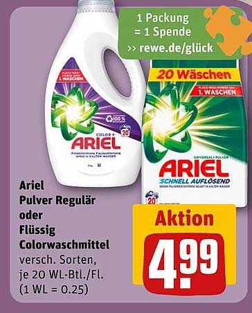 Ariel Pulver Regular oder Flüssig Colorwaschmittel