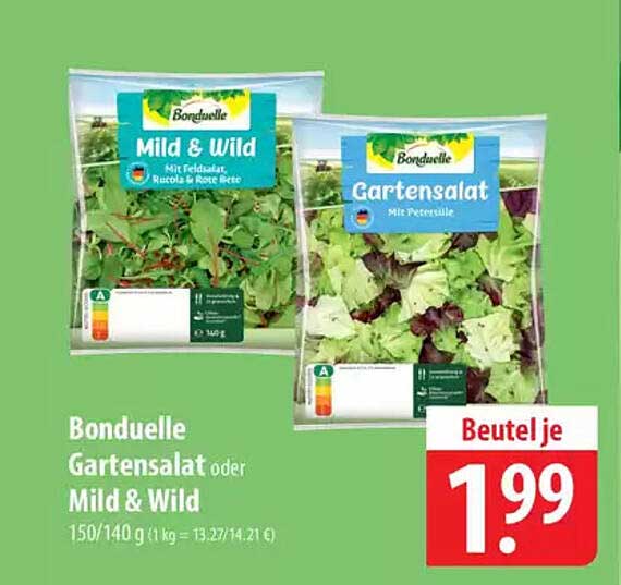 Bonduelle Gartensalat oder Mild & Wild