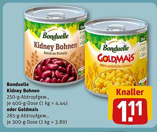 Bonduelle Kidney Bohnen oder Goldmaïs