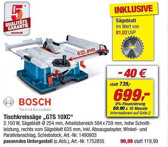 Bosch Tischkreissäge „GTS 10XC“