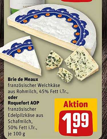 Brie de Meaux oder Roquefort AOP