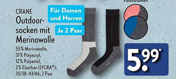 CRANE Outdoorsocken mit Merinowolle