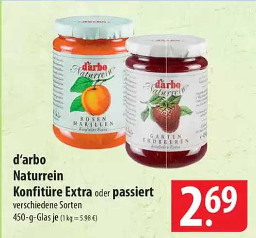 d'arbo Naturrein Konfitüre Extra oder passiert