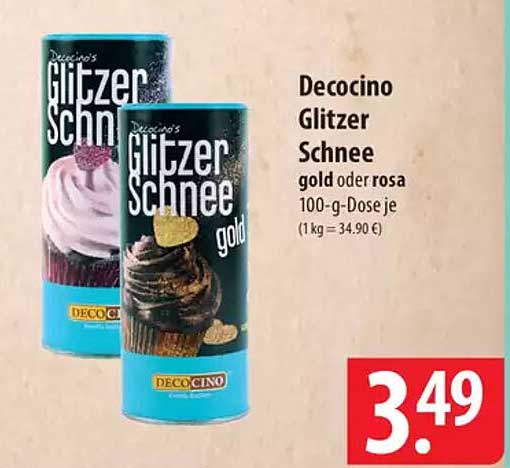 Decocino Glitzer Schnee gold oder rosa