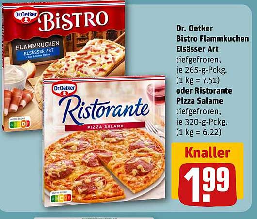 Dr. Oetker Bistro Flammkuchen Elsässer Art oder Ristorante Pizza Salame