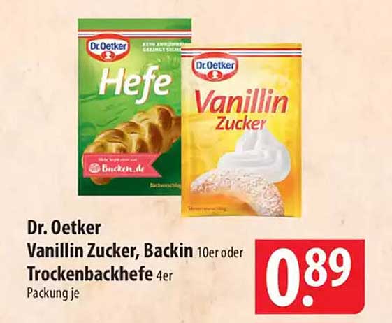 Dr. Oetker Vanillin Zucker, Backin 10er oder Trockenbackhefe 4er