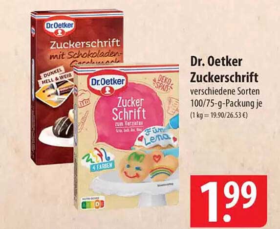 Dr. Oetker Zucker Schrift