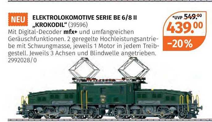 ELEKTROLOKOMOTIVE SERIE BE 6/8 II „KROKODIL“ (39596)