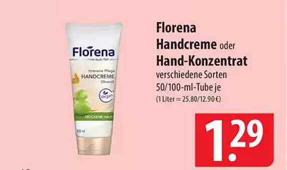 Florena Handcreme oder Hand-Konzentrat