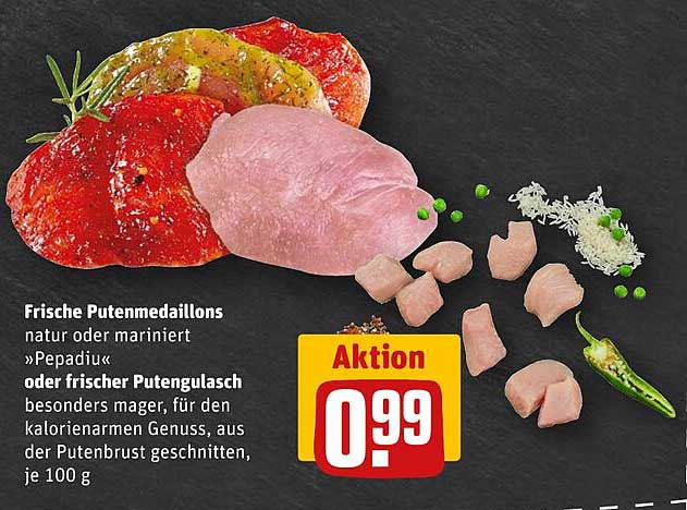 Frische Putenmedaillons oder frischer Putengulasch