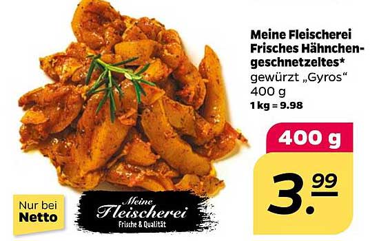 Frisches Hähnchen-geschnetzeltes* gewürzt „Gyros“