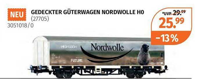 GEDECKTER GÜTERWAGEN NORDWOLLE HO