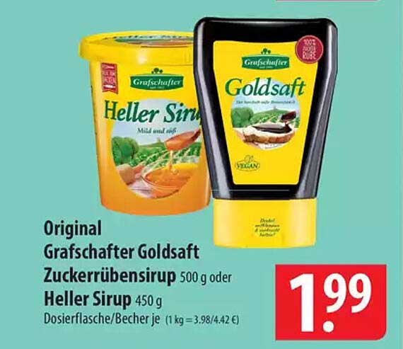 Grafschafter Goldsaft Zuckerrübensirup oder Heller Sirup