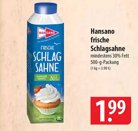 Hansano frische SchlagSahne