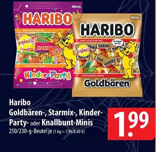 Haribo Goldbären-, Starmix-, Kinder-Party- oder Knallbunt-Minise