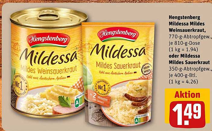 Hengstenberg Mildessa Mildes Weinsauerkraut