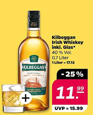 Kilbeggan Irish Whiskey inkl. Glas*