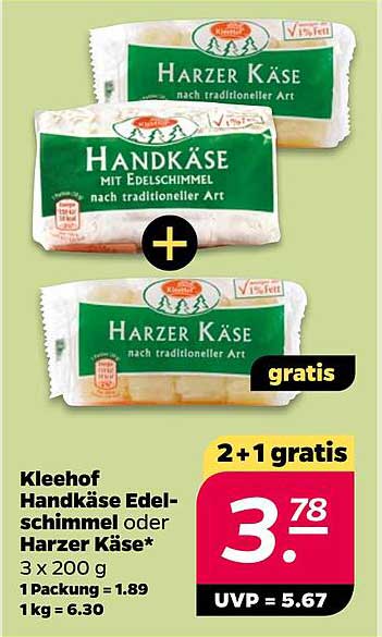 Kleehof Handkäse Edelschimmel oder Harzer Käse*