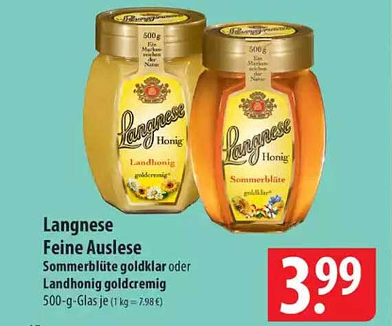 Langnese Feine Auslese Sommerblüte goldklar oder Landhonig goldcremig