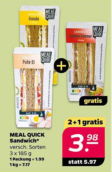 MEAL QUICK Sandwich* versch. Sorten