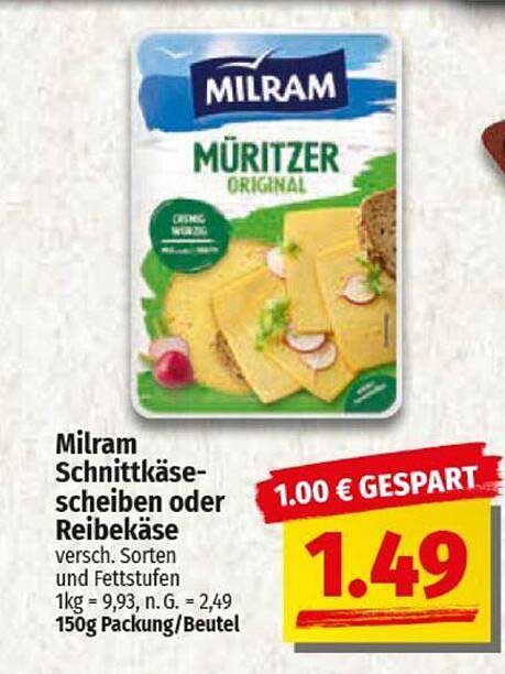 Milram Schnittkäse-scheiben oder Reibekäse