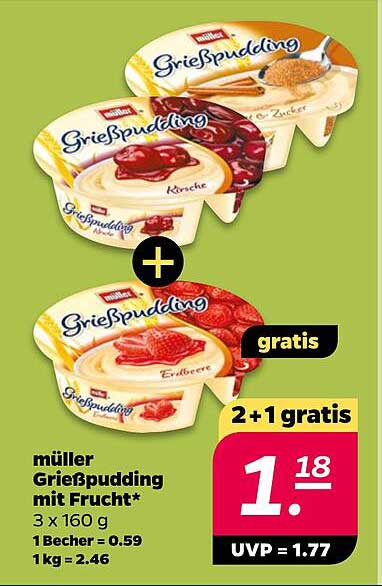 müller Grießpudding mit Frucht*