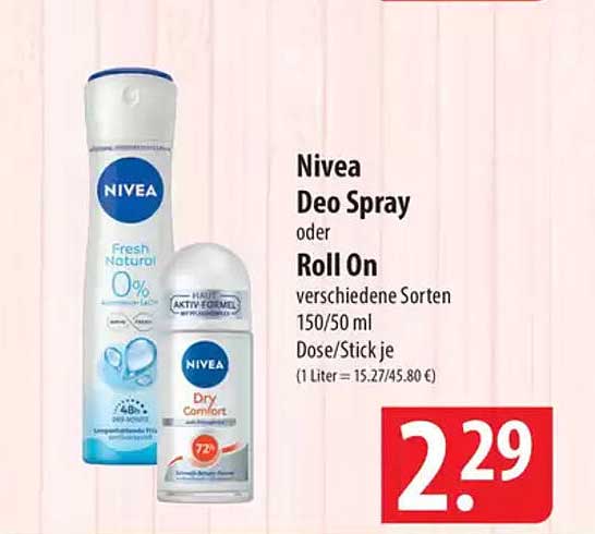 Nivea Deo Spray oder Roll On