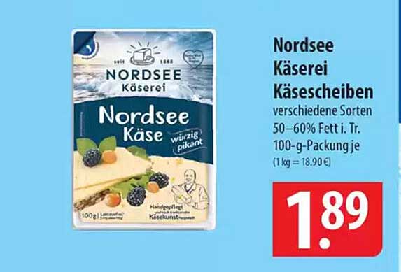 Nordsee Käse Käse scheiben