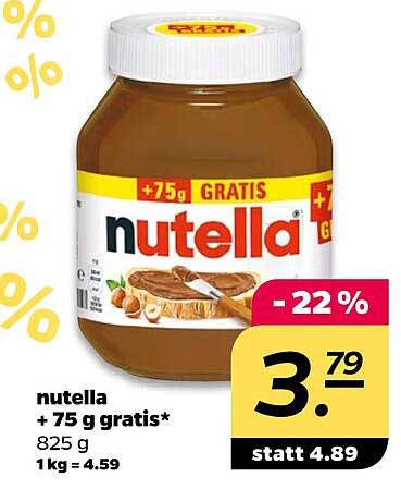 nutella + 75 g gratis*