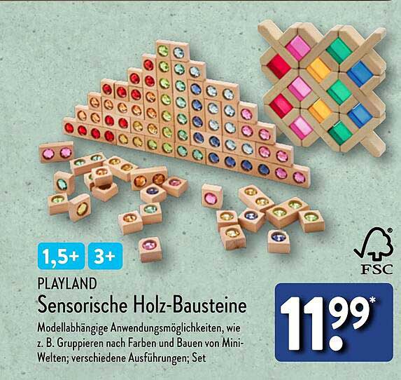 PLAYLAND Sensorische Holz-Bausteine