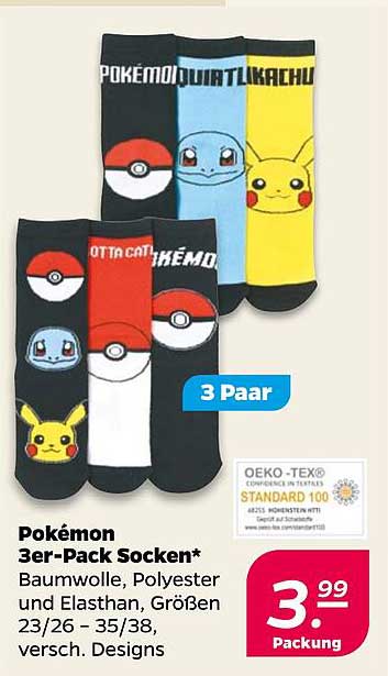 Pokémon 3er-Pack Socken