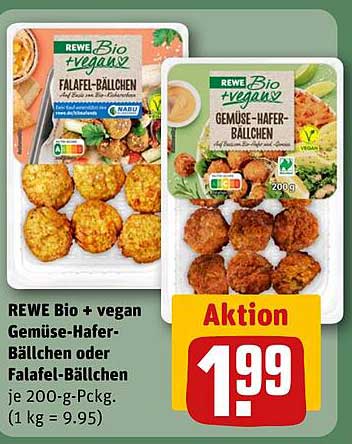 REWE Bio + vegan Gemüse-Hafer-Bällchen oder Falafel-Bällchen