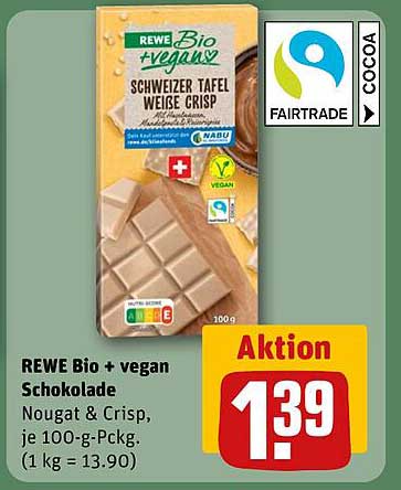 REWE Bio + vegan Schokolade