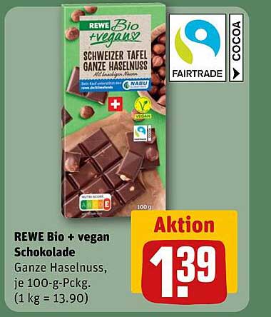 REWE Bio + vegan Schokolade