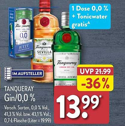 TANQUERAY Gin/0,0 %