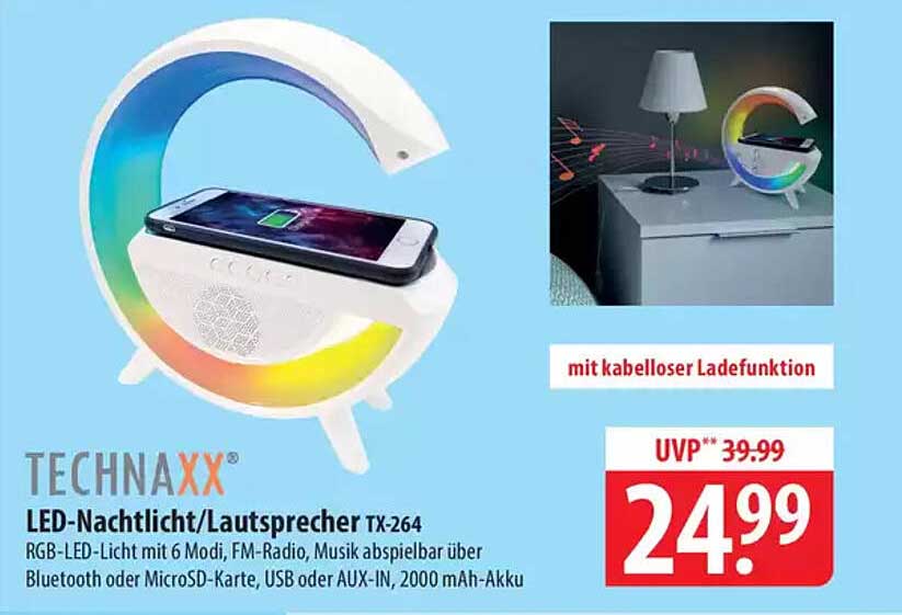 TECHNAXX LED-Nachtlicht/Lautsprecher TX-264