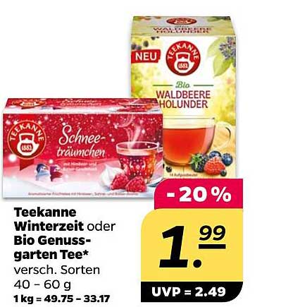 Teekanne Winterzeit oder Bio Genussgarten Tee