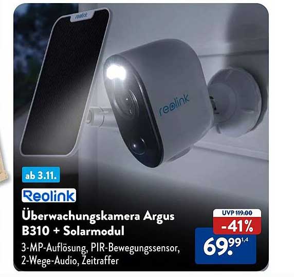 Überwachungskamera Argus B310 + Solarmodul