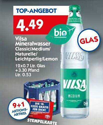 Vilsa Mineralwasser Classic/Medium/Natürlich/Leichtperlrig/Lemon