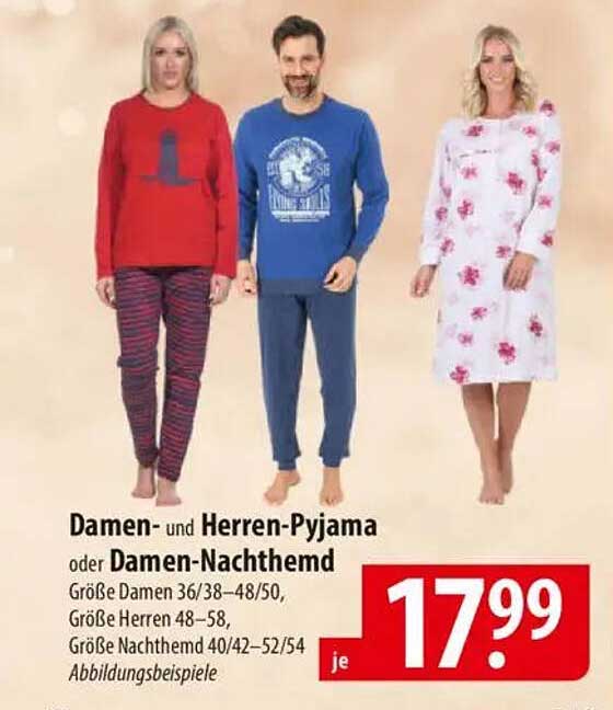 Damen- und Herren-Pyjama oder Damen-Nachthemd