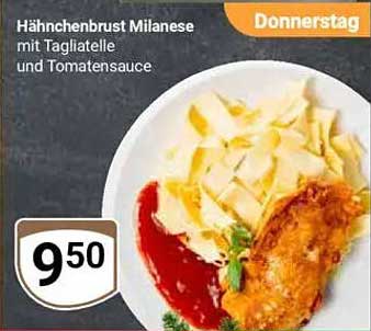 Hähnchenbrust Milanese mit Tagliatelle und Tomatensauce